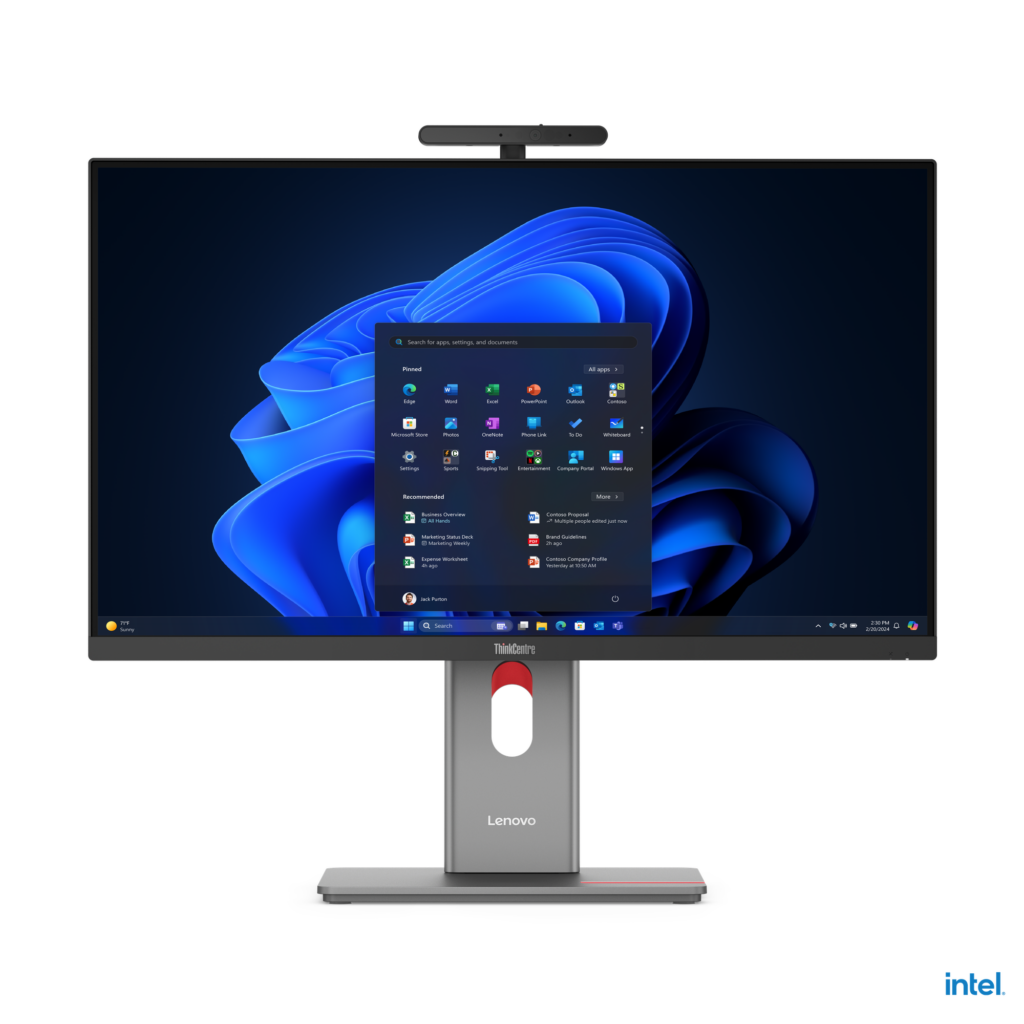 Lenovo ThinkCentre Monitor mit Windows 11 Benutzeroberfläche, ideal für professionelle IT-Infrastruktur und Hardwarelösungen von ratiosys AG.
